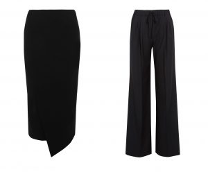 By Malene Birger asymmetric wrap effect stretch skirt & Max Mara wool twill wide leg pants