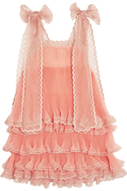 Chloe tiered plisse silk dress