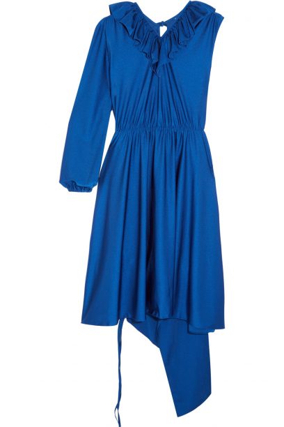Vetements asymmetric ruffle stretch satin dress