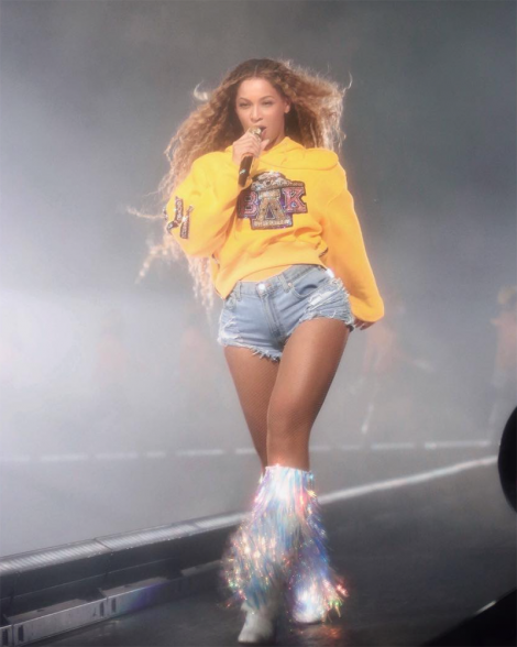 beyonce yellow cropped hoodie