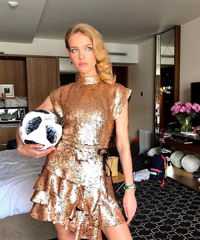 Natalia Vodianova Presents The 2018 FIFA World Cup Trophy Wearing