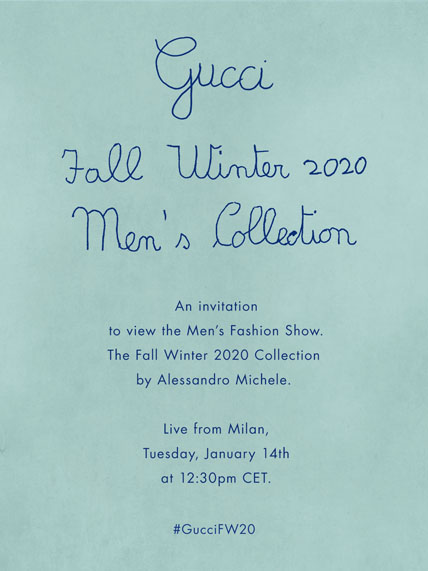 Watch the Gucci Men's Fall/Winter 2020 Show Live - A&E Magazine